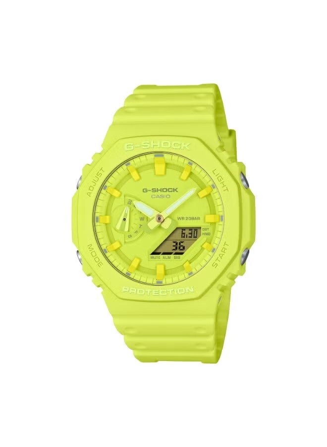 G-SHOCK GA-2100-9A9DR, Carbon Core Guard Analog Digital Watch, Octagonal Bezel, Shock Resistant, 200M Water Resistant, Double LED Light, World Time, Stopwatch, Countdown Timer  4.2      Brand Rating - Image 1